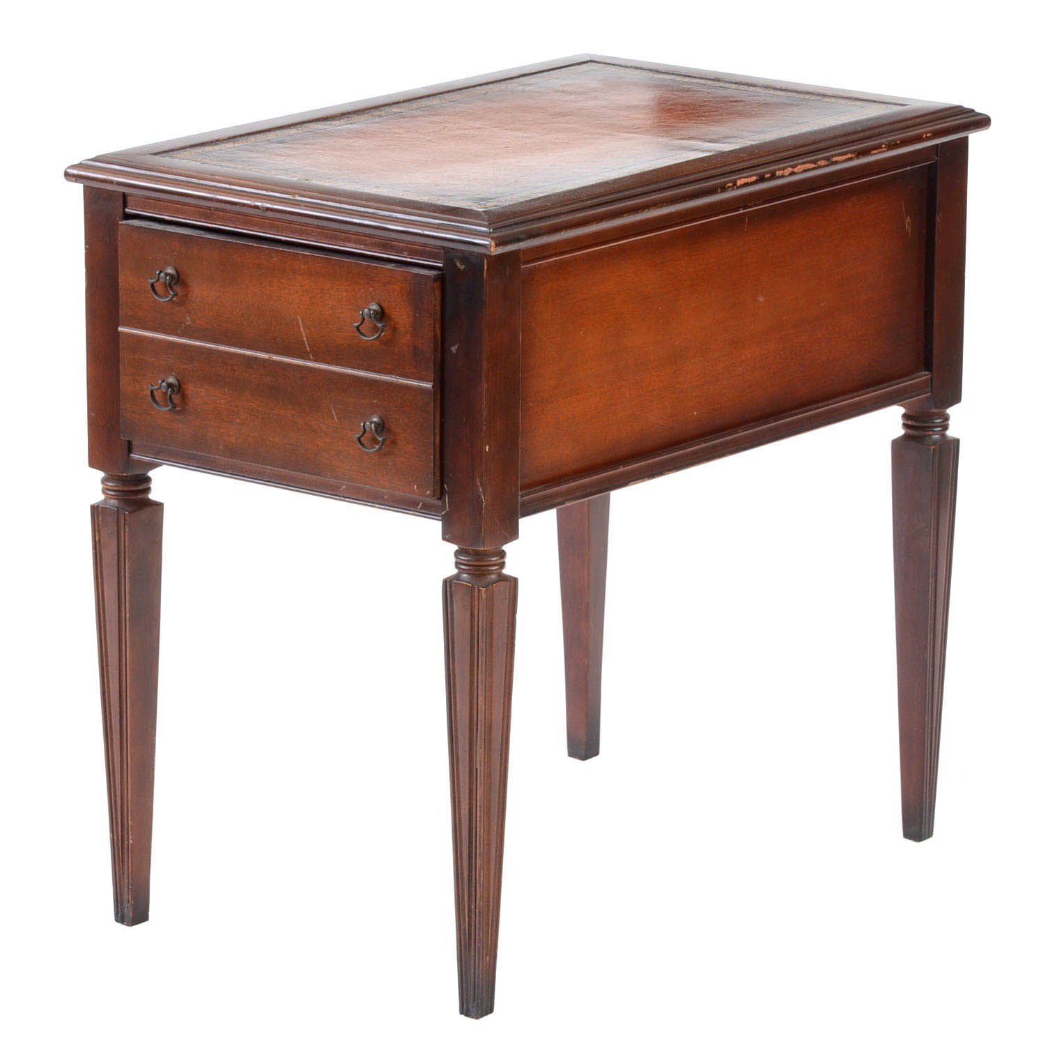 Vintage Mahogany Leather Top End Table EBTH