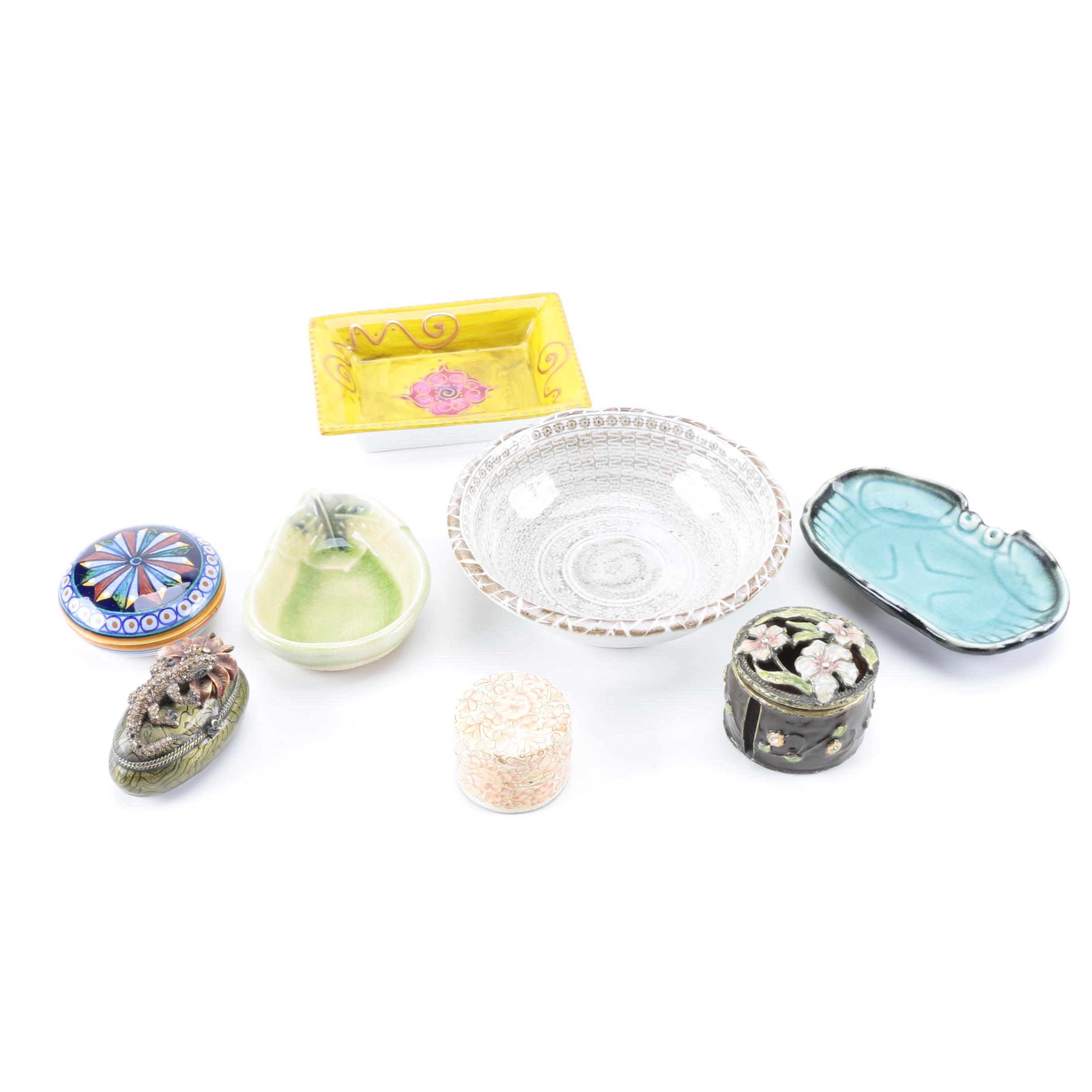 Collection Of Trinket Boxes And Small Decorative Plates Ebth
