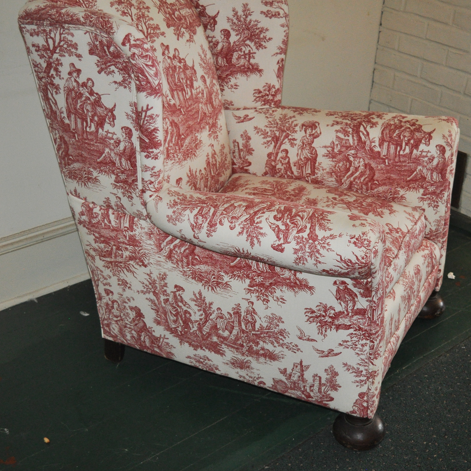 Toile Upholstered Wingback Chair EBTH