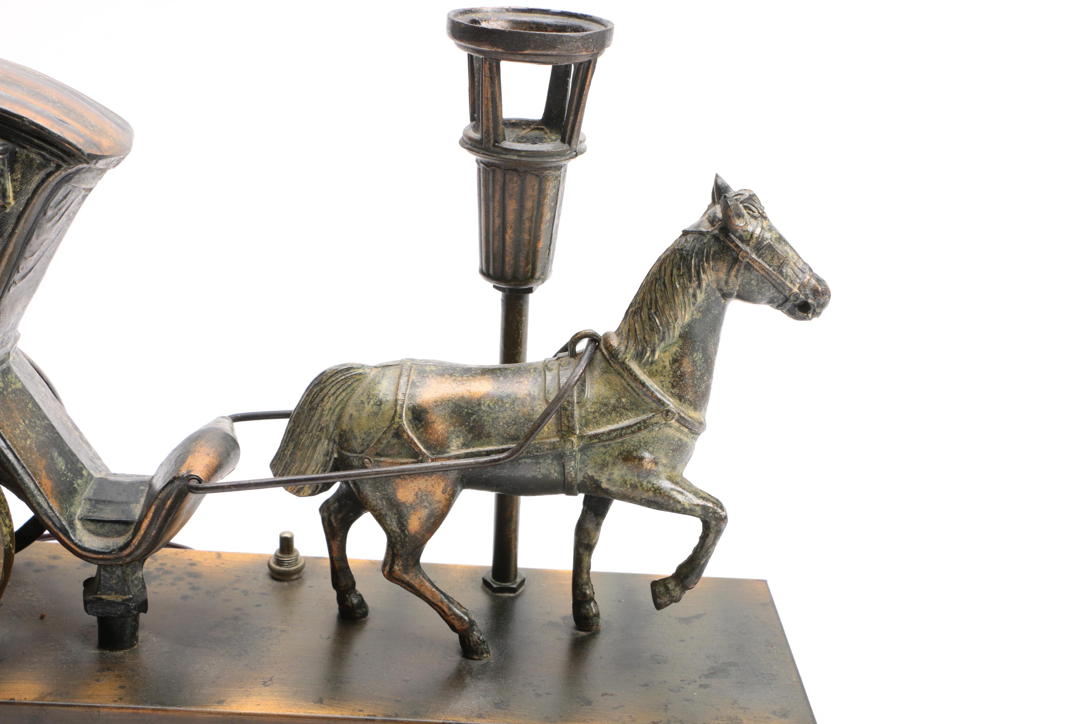 United Art Deco Horse and Carriage Clock Lamp EBTH