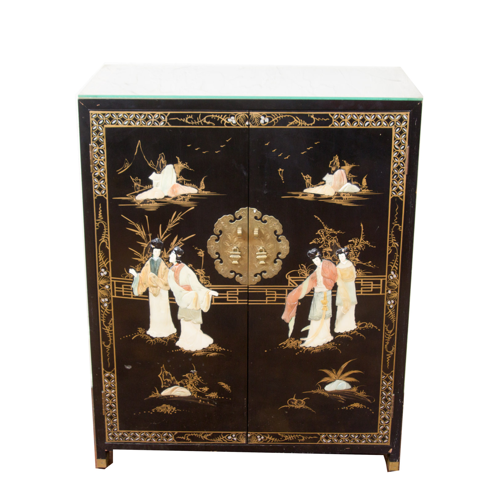 Chinoiserie Accent Cabinet Ebth