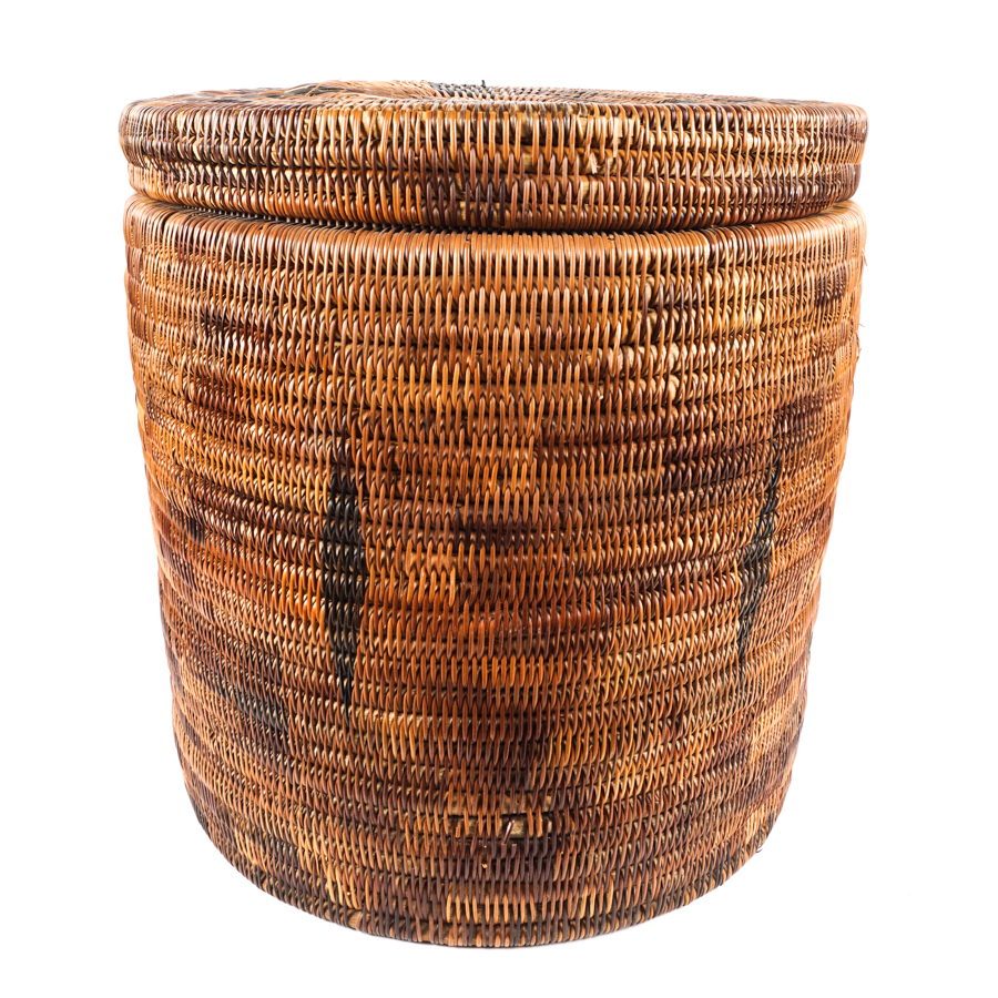 Large South African Handwoven Lidded Basket | EBTH