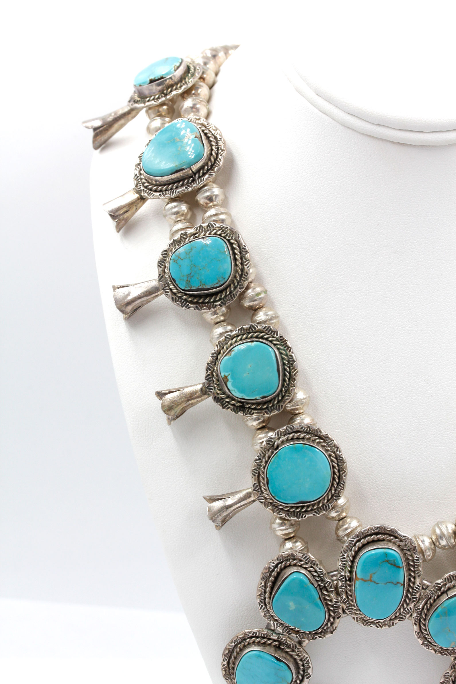 Sterling Silver Turquoise Squash Blossom Necklace EBTH