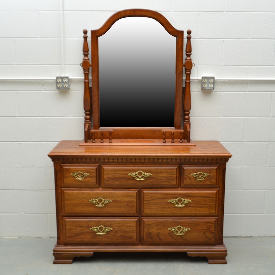 Oak Dresser With Mirror By Sumter Cabinet Company Ebth
