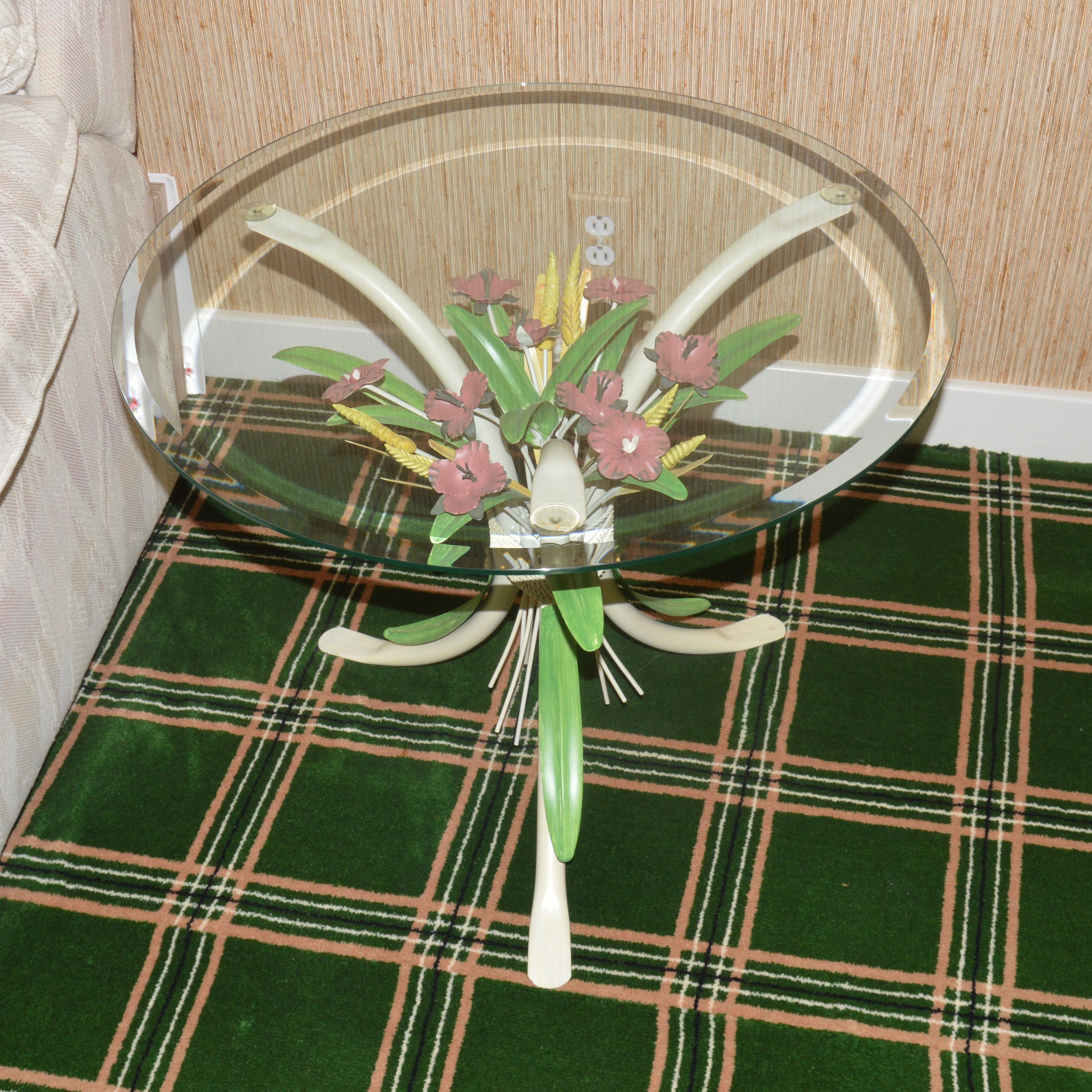 Vintage Toleware Glass Side Table EBTH