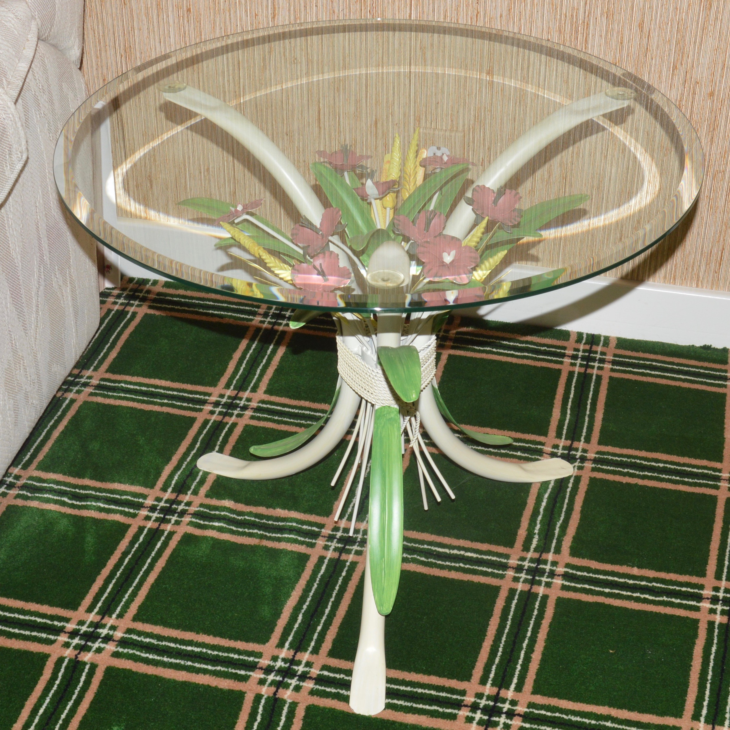 Vintage Toleware Glass Side Table EBTH