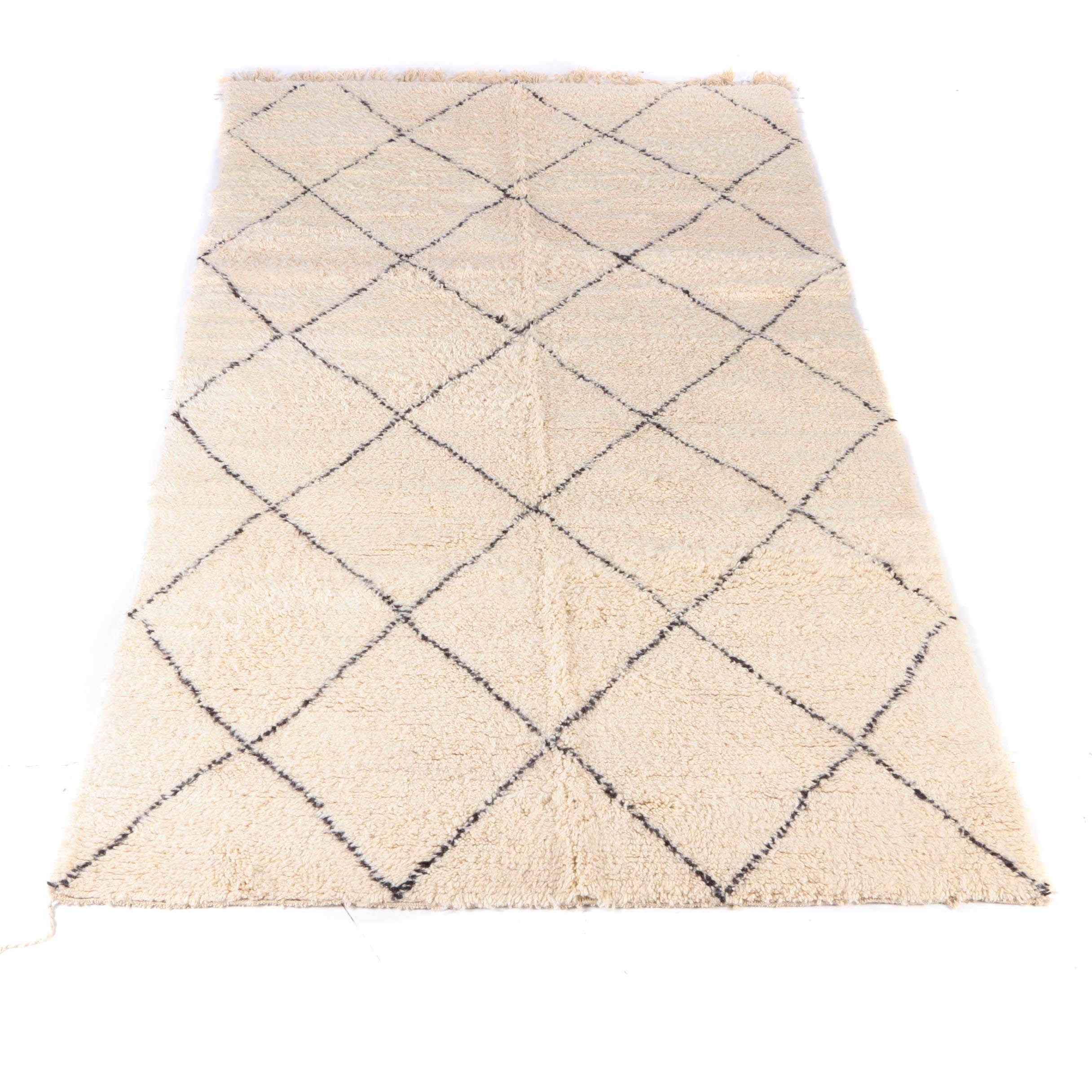 HandKnotted Moroccan Beni Ourain Wool Area Rug EBTH