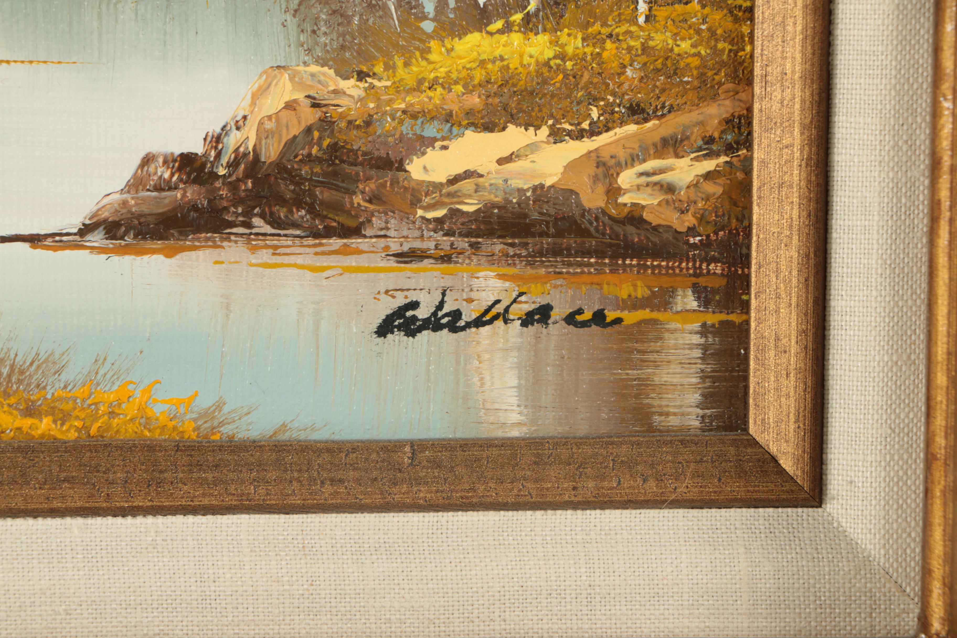 Wallace Oil Painting on Canvas of Wooded Scene EBTH