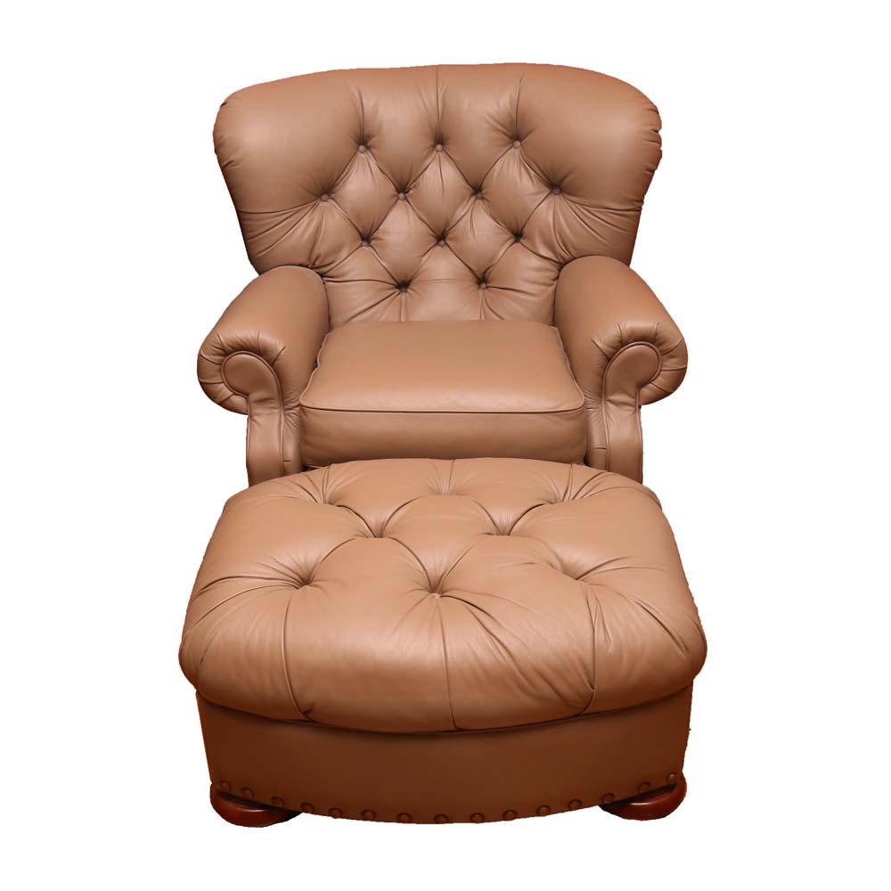 LaZBoy Classics ButtonTufted Recliner with Ottoman EBTH