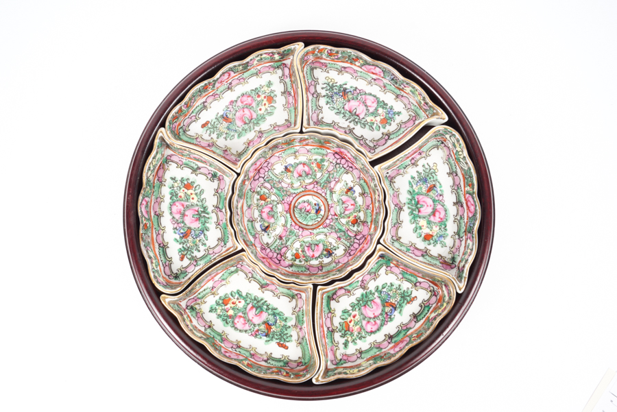 Chinese Porcelain Serving Dishes with Lazy Susan EBTH