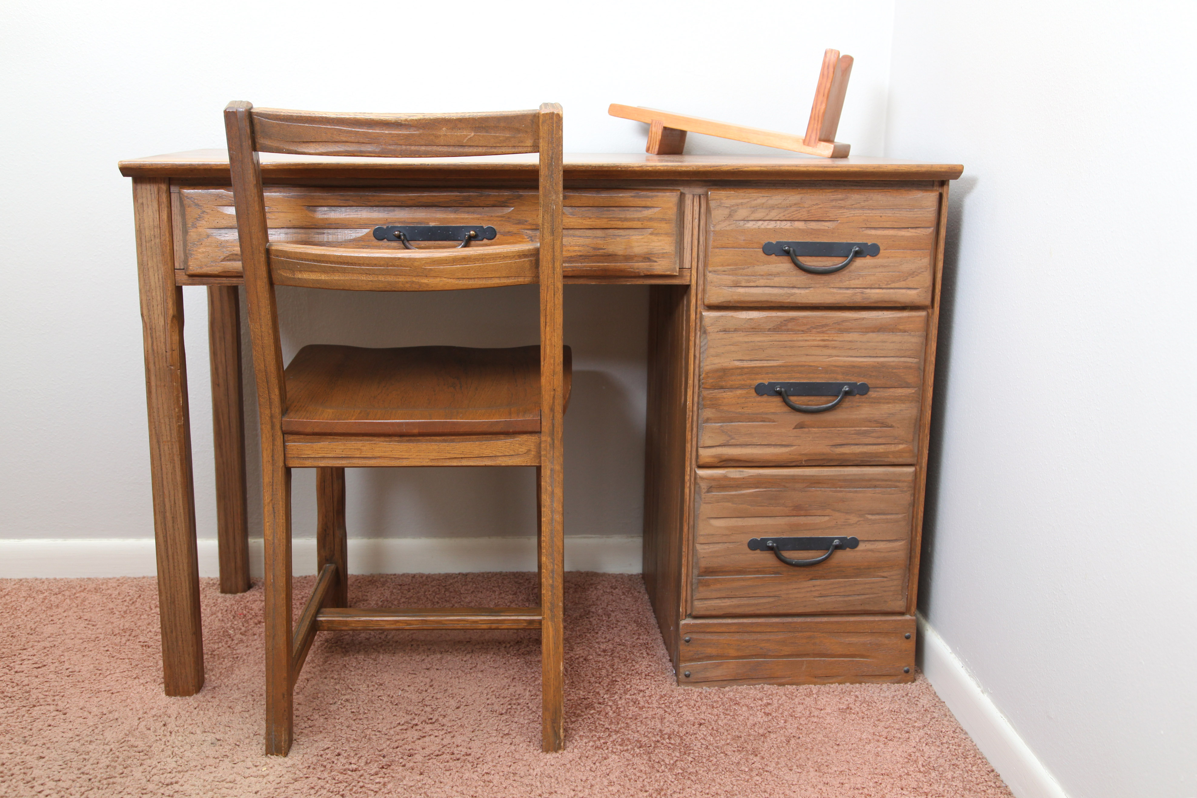 "Ranch Oak" Student Desk and Matching Chair by Brandt EBTH