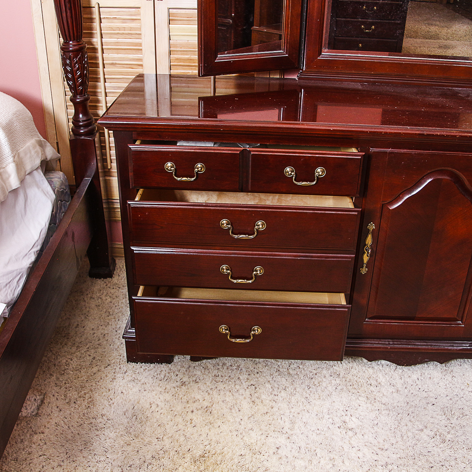 Federal Style Cherry "Impressions" Dresser with Mirror by Thomasville