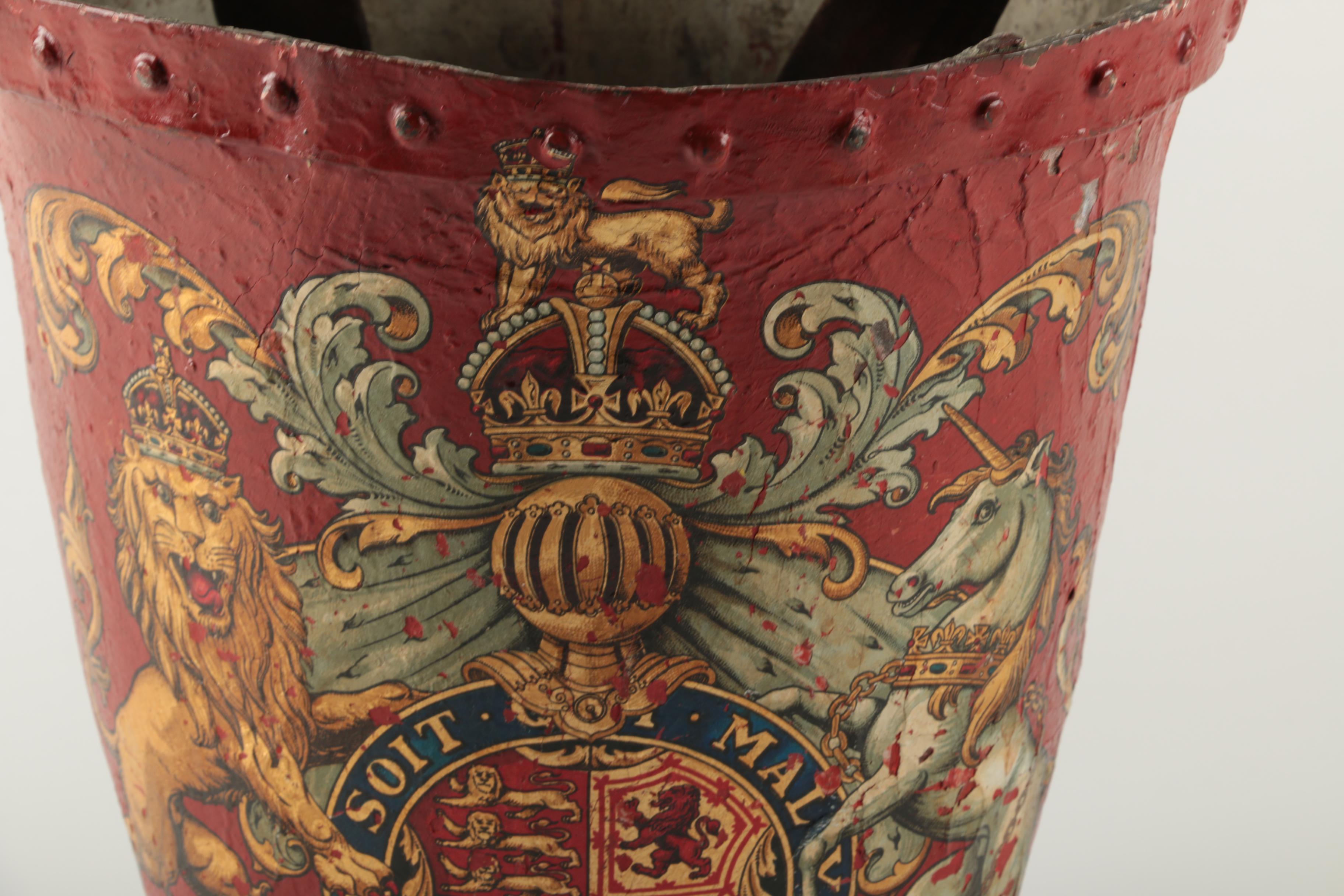 Antique English Red Metal Fire Bucket EBTH