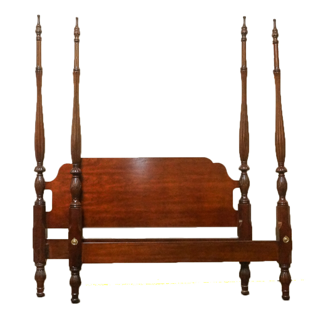Federal Style Four Poster Queen Size Rice Bed EBTH