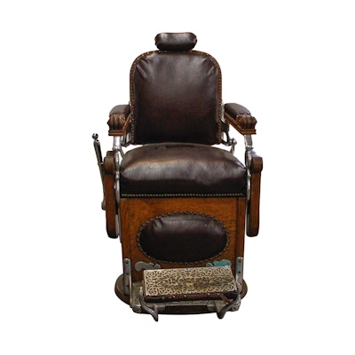 Antique Oak Barber's Chair by Koken