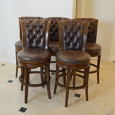 Frontgate Leather Swivel Bar Stools EBTH