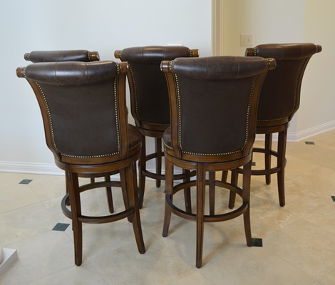 Frontgate Leather Swivel Bar Stools | EBTH