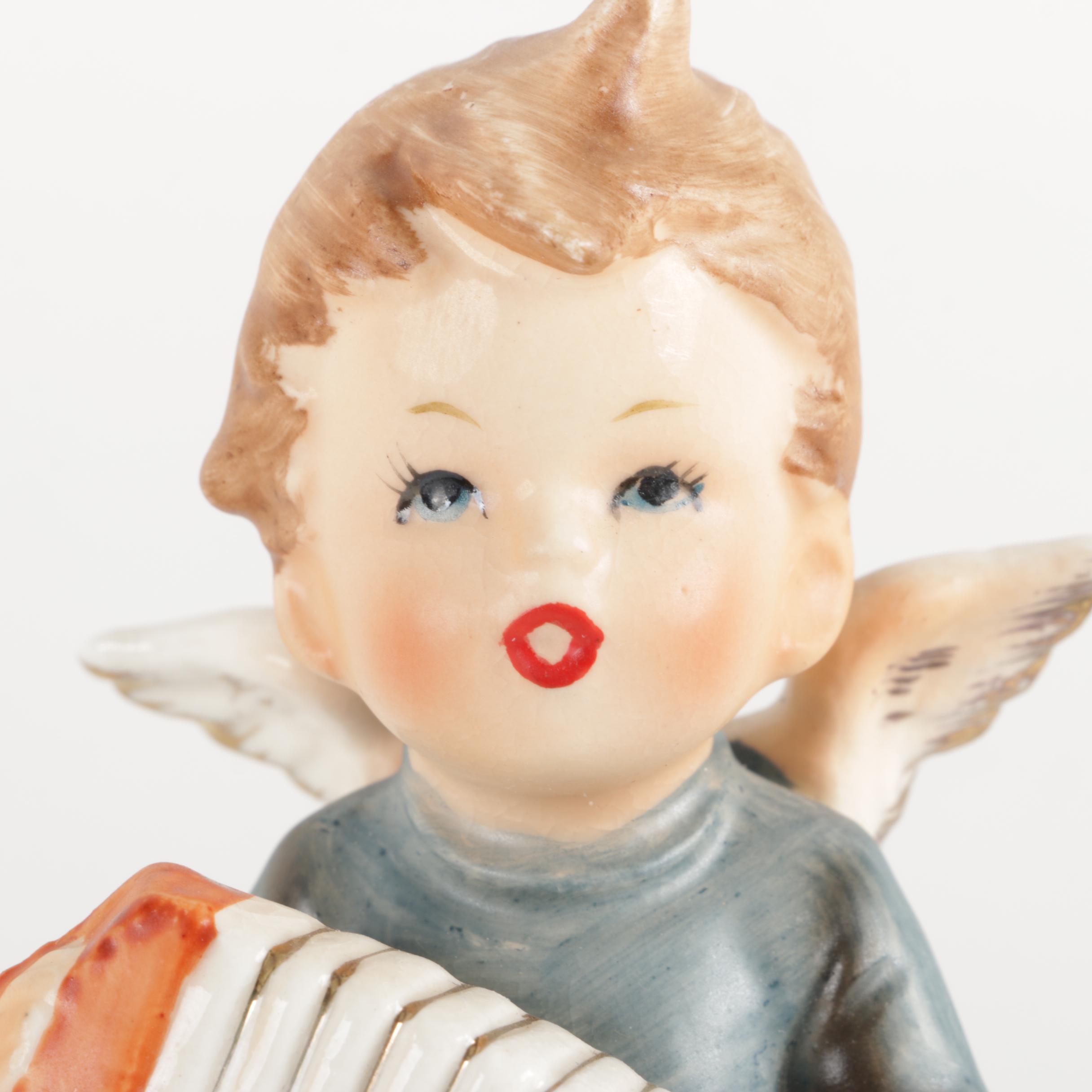 Vintage Hummel Style Angel Ceramic Figurines Playing Instruments EBTH