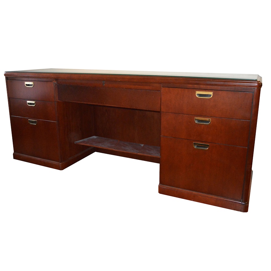 Mahogany Stained Birch Executive Desk By Dar Ran Furniture Ebth