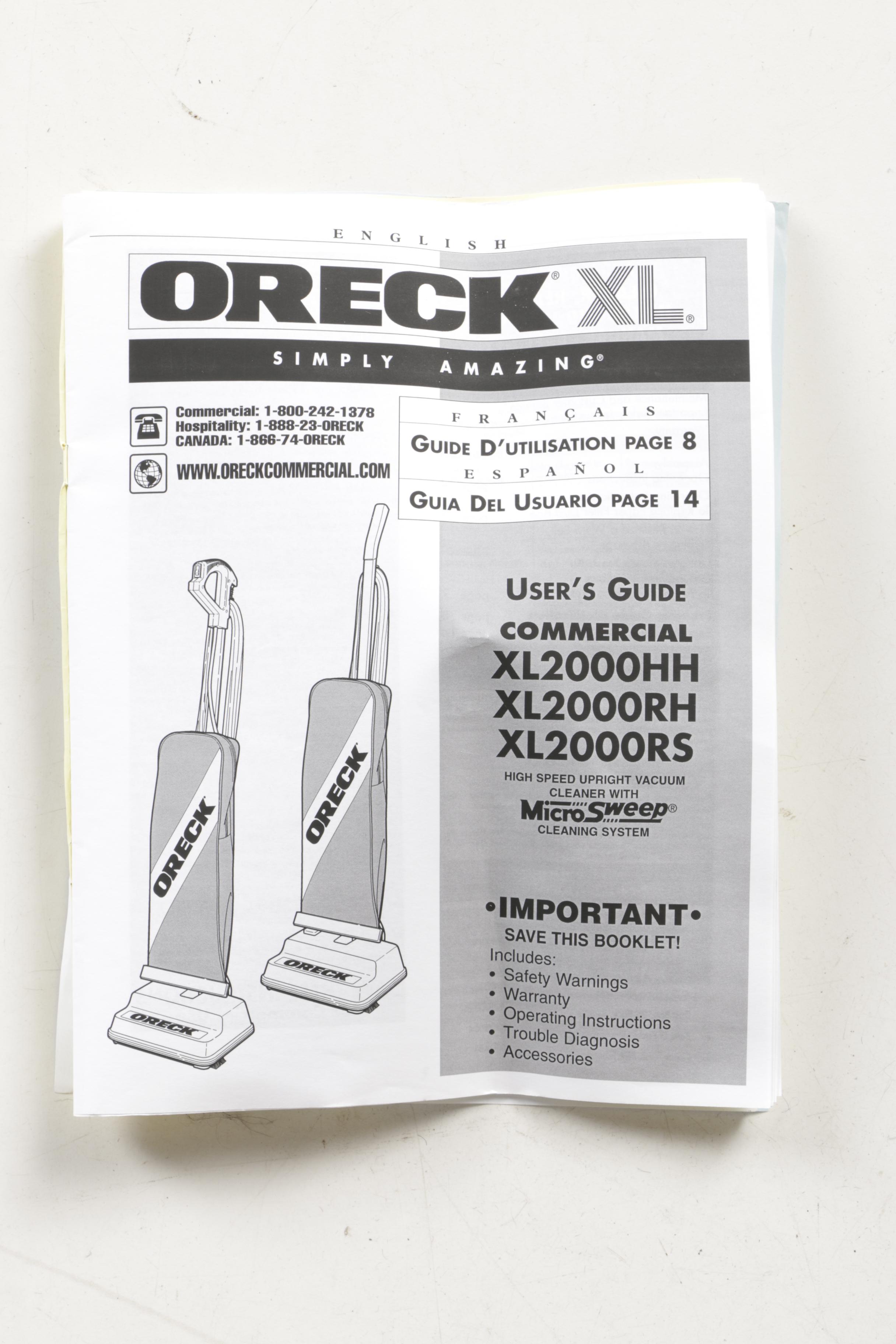 Oreck XL Commercial Vacuum EBTH