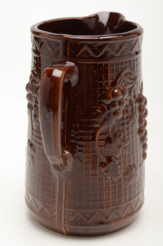 antique-red-wing-pottery-north-star-grape-vine-pitcher-ebth