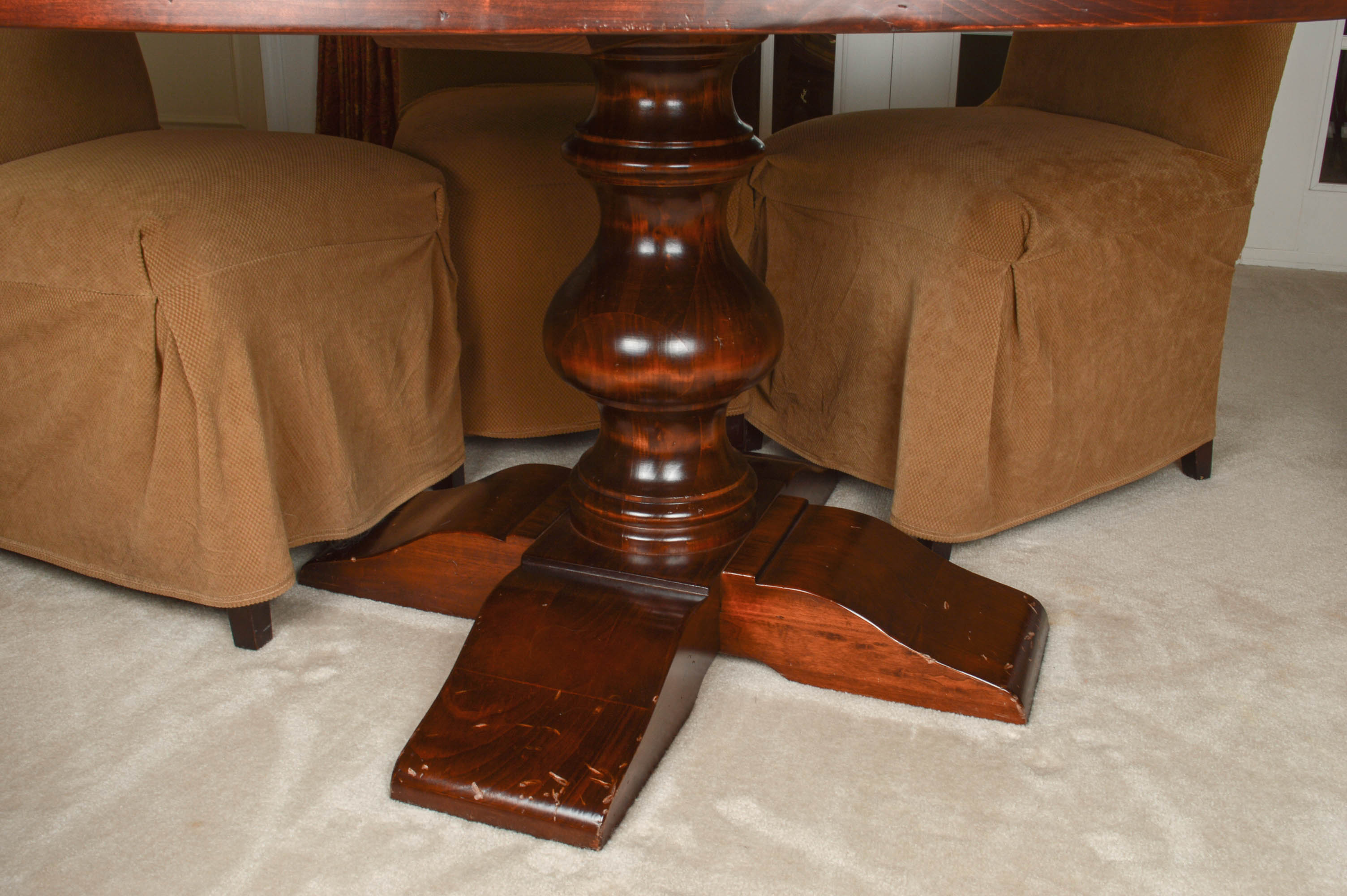 Arhaus Furniture "Tuscany" Dining Table and Six Parsons Chairs EBTH