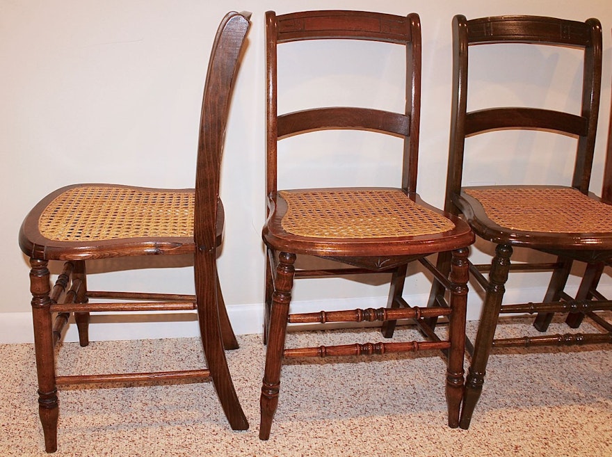 Four Vintage Cane Seat Chairs | EBTH