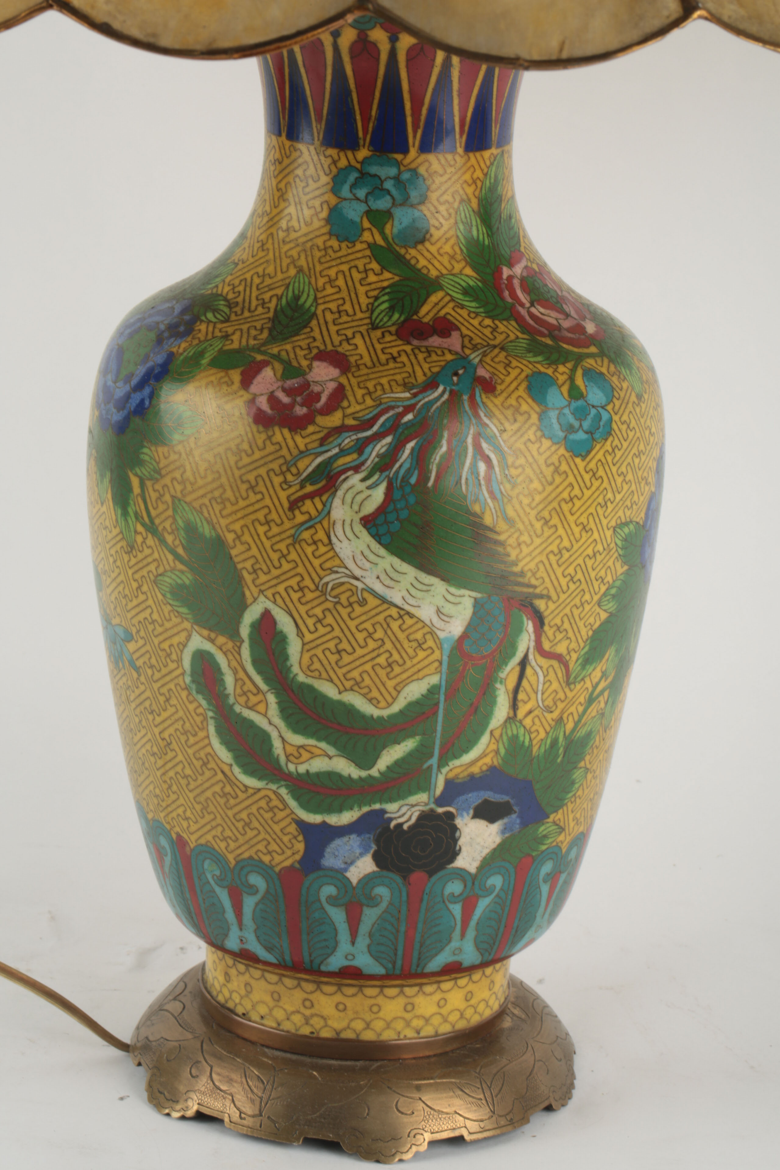 Chinese Cloisonne Lamp with an Abalone Shade EBTH