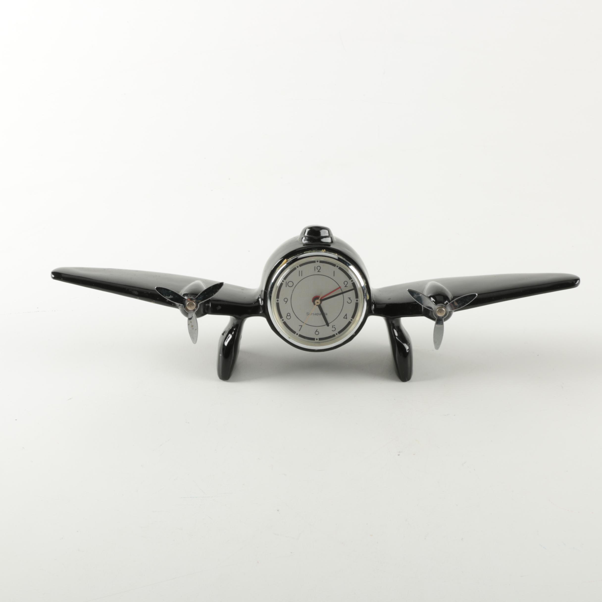 Vintage Airplane Desk Clock by Sarsaparilla EBTH
