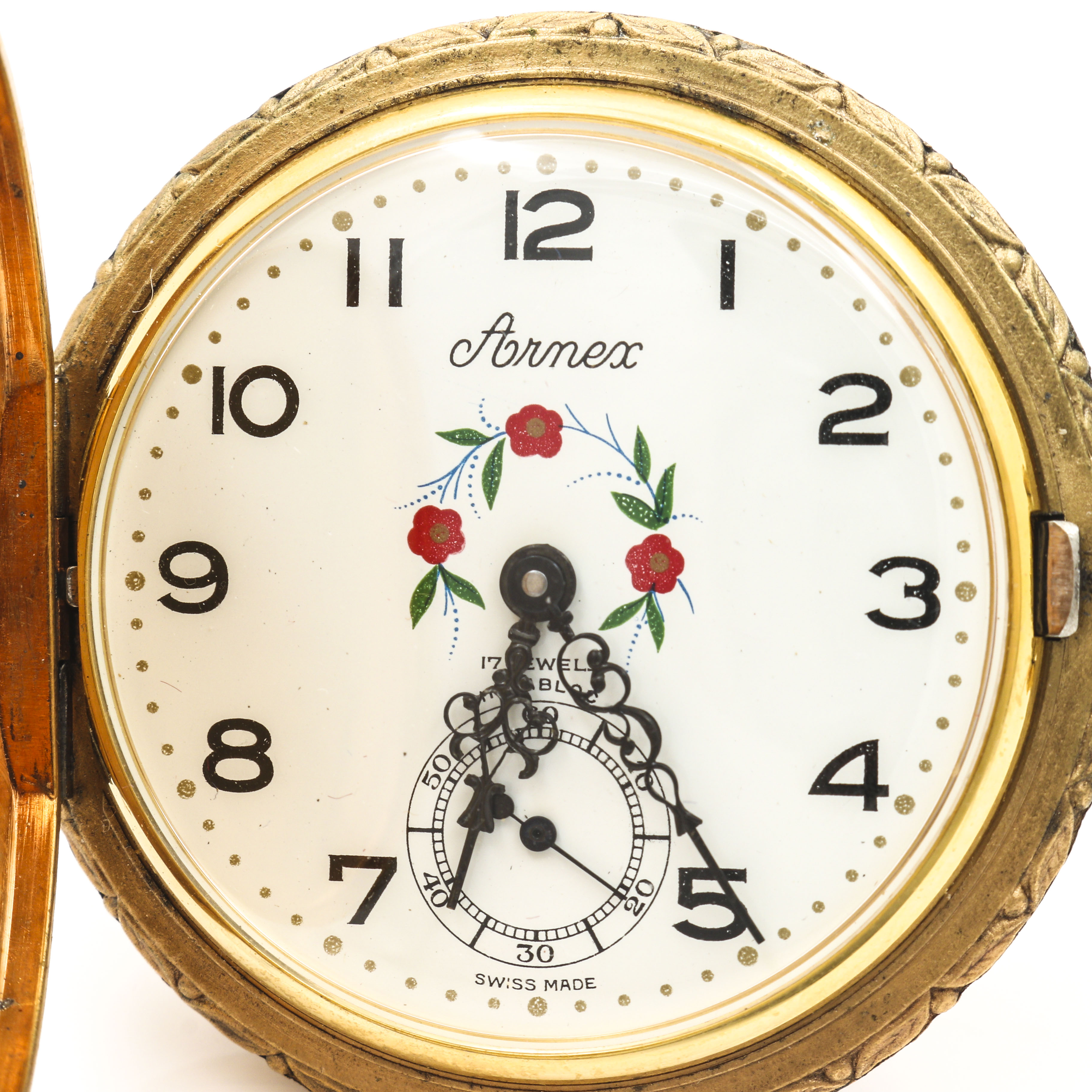 arnex 17 jewels incabloc pocket watch with 60 hr dial