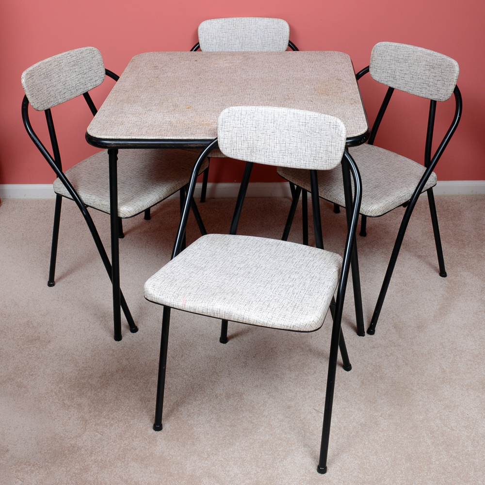 Vintage Stylaire Card Table And Folding Chairs From Hamilton Cosco