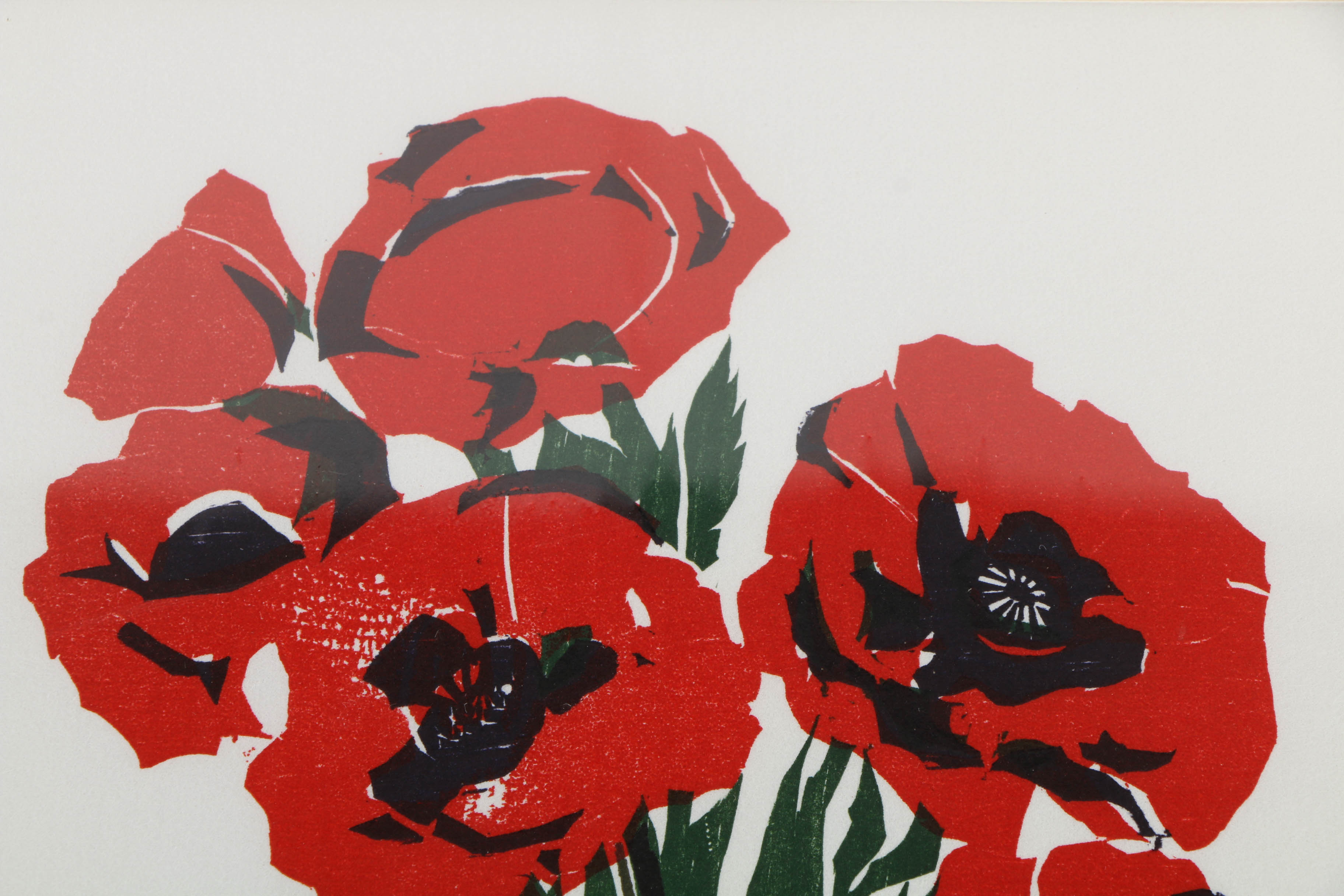 Robert James Foose 1979 Relief Print on Paper of Red Poppies in Glass ...