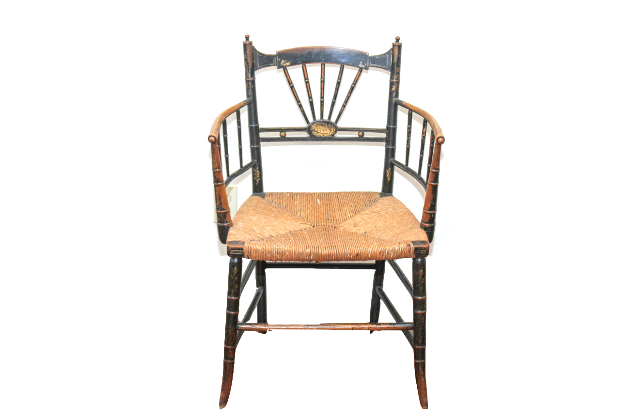 Antique Painted Chair With Rush Seat EBTH