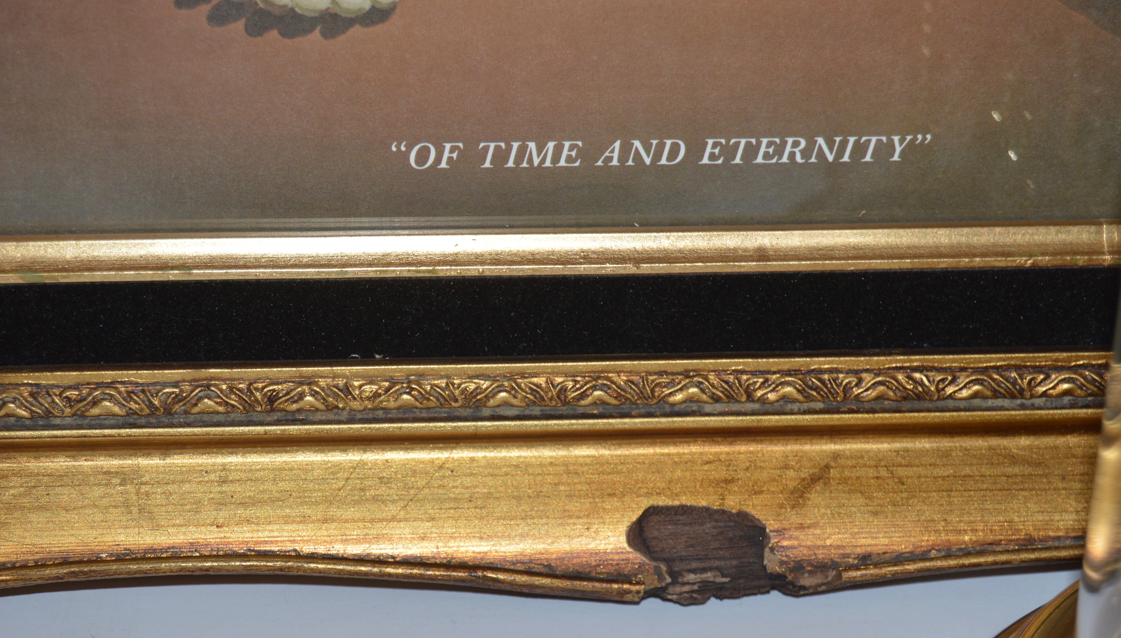 Signed "Of Time and Eternity" Offset Lithograph and Brass Mantel Clock EBTH