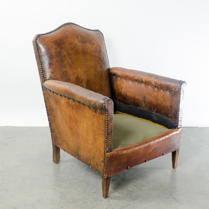 Leather Club Chair French circa 1910