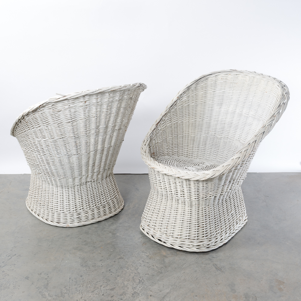 Pair of White Wicker Chairs | EBTH