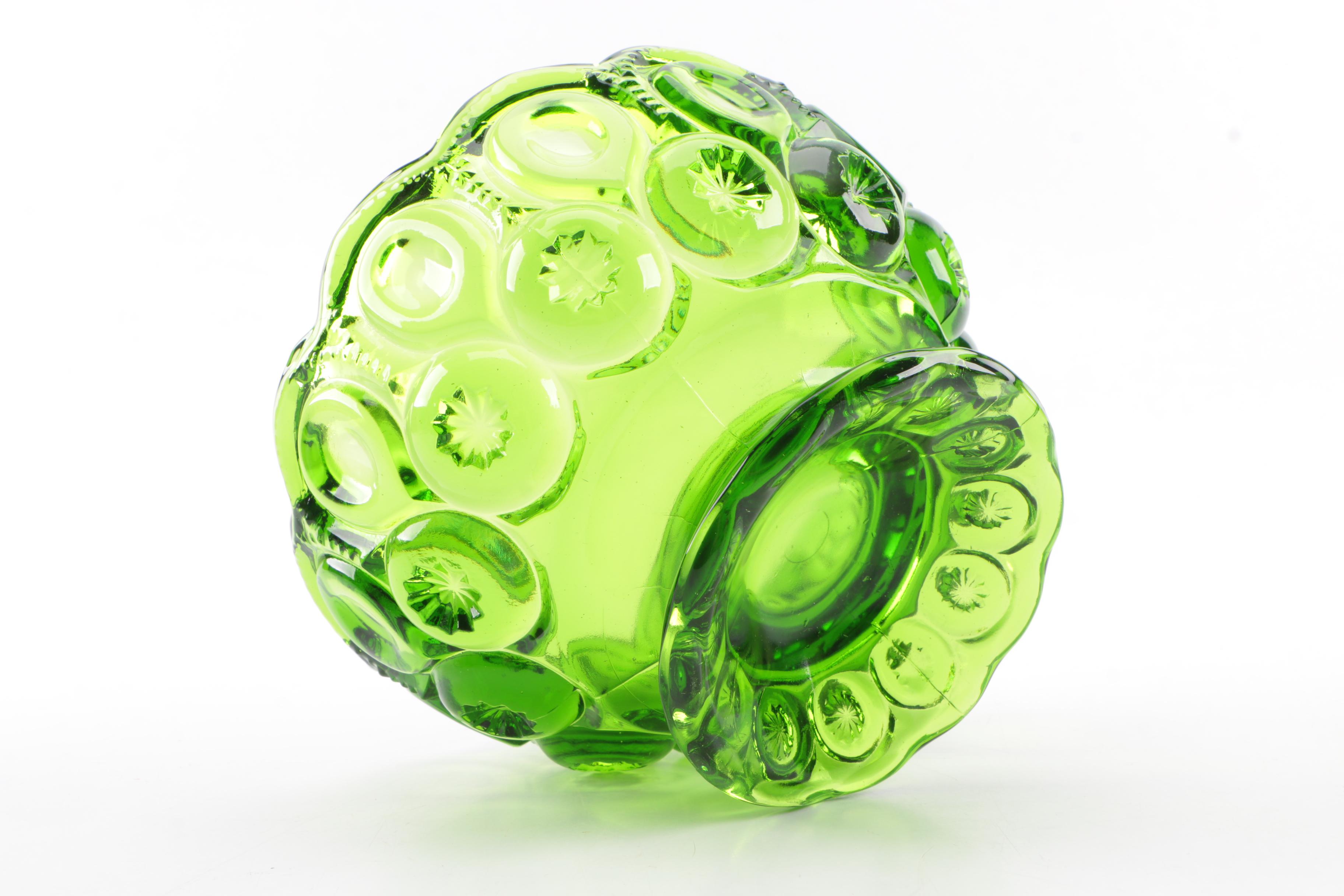 Green "Moon and Stars" Pressed Glass Candy Dishes EBTH