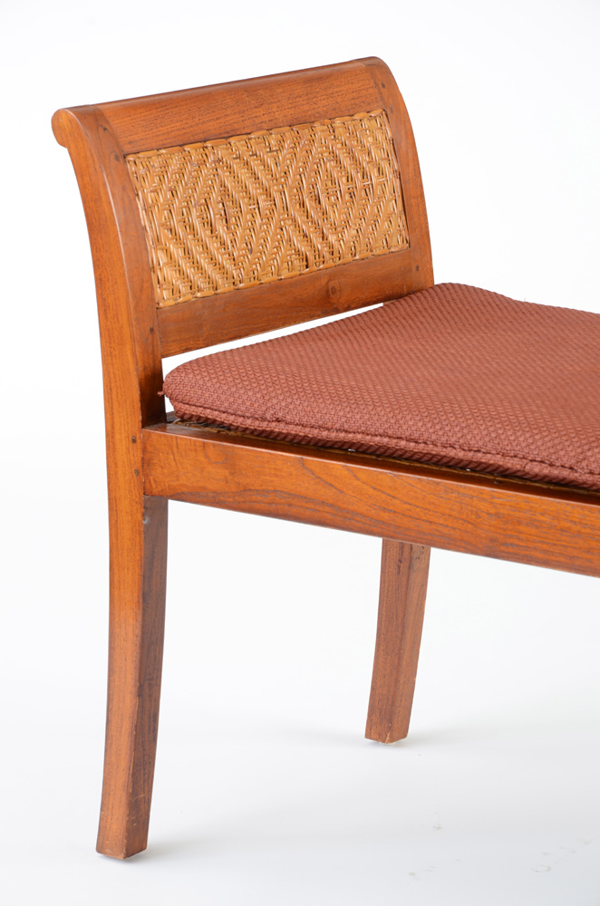 wood and wicker bench