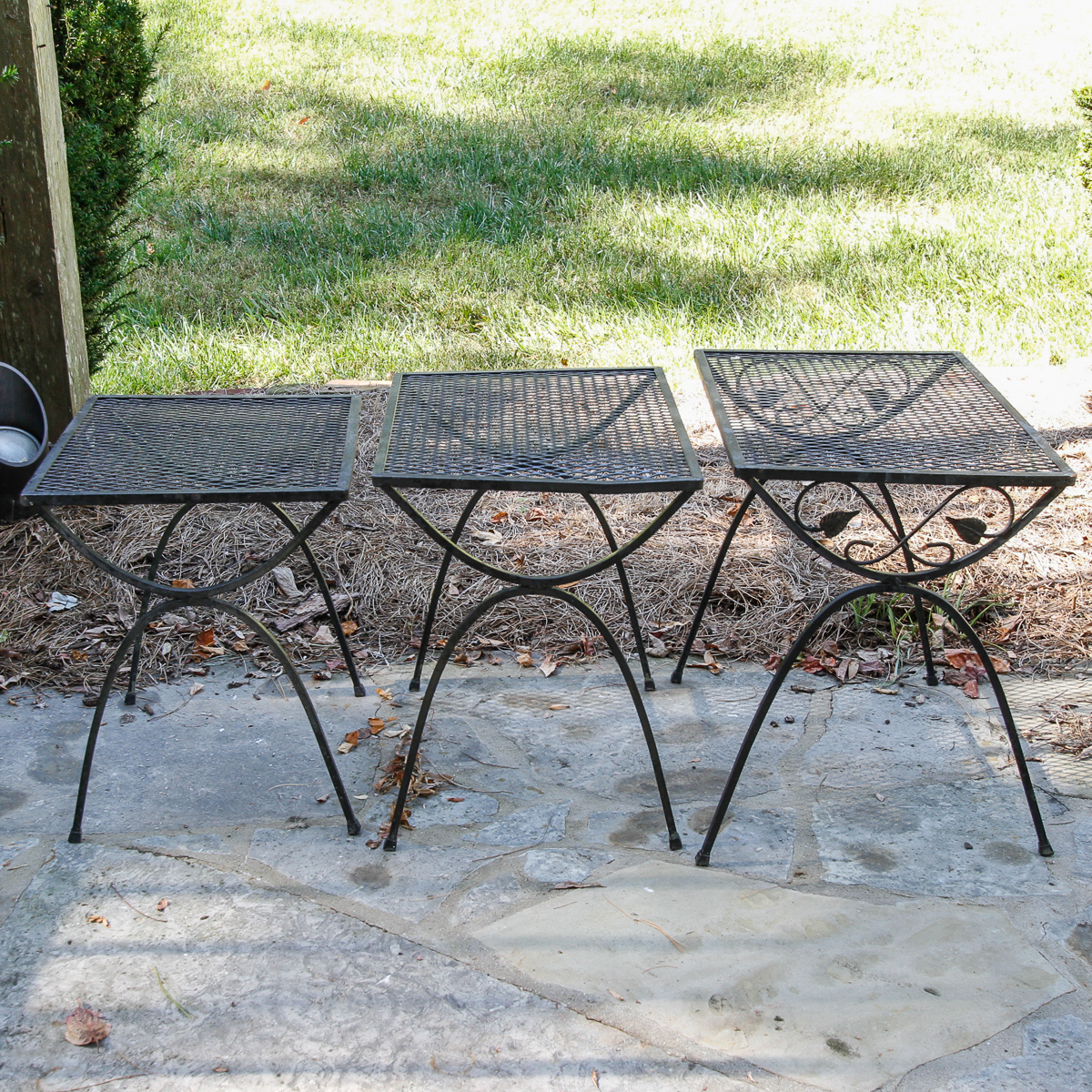 Three Black Metal Outdoor Side Tables EBTH