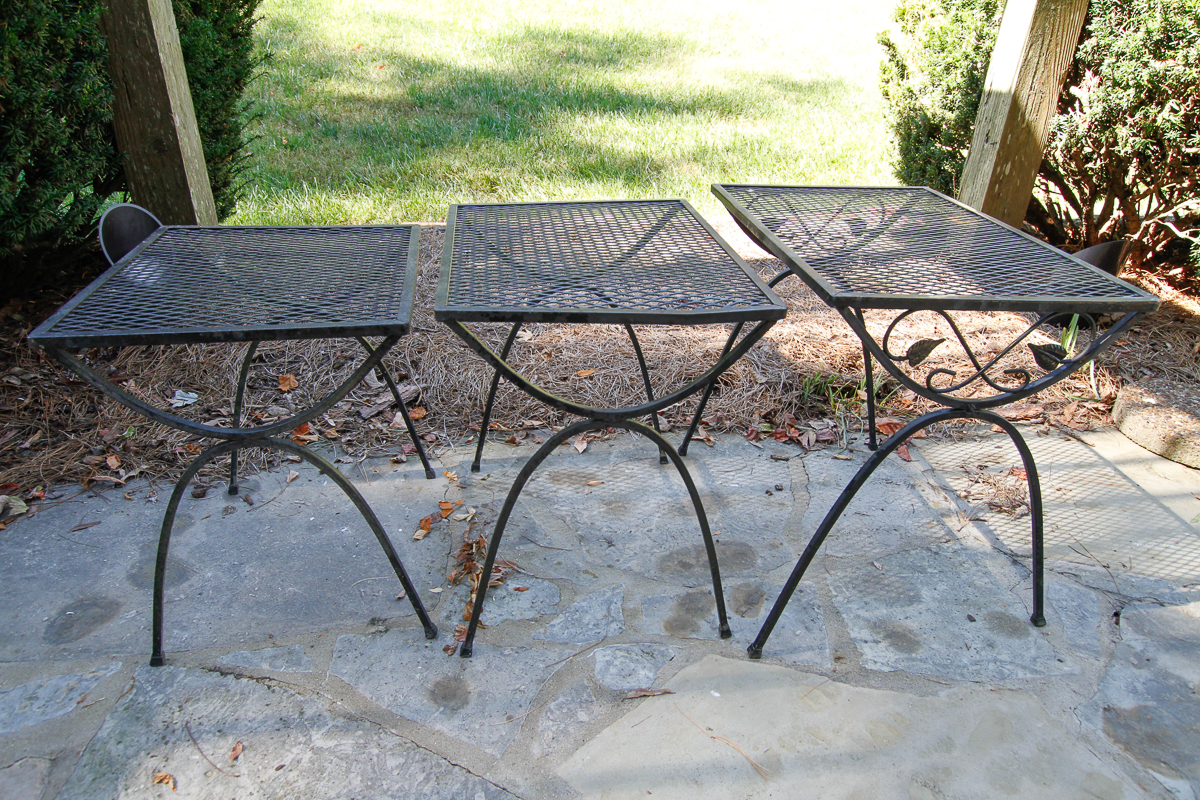 Three Black Metal Outdoor Side Tables EBTH