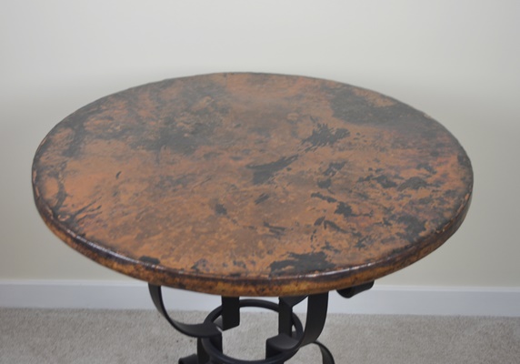 Wrought Iron and Hammered Copper Accent Table | EBTH