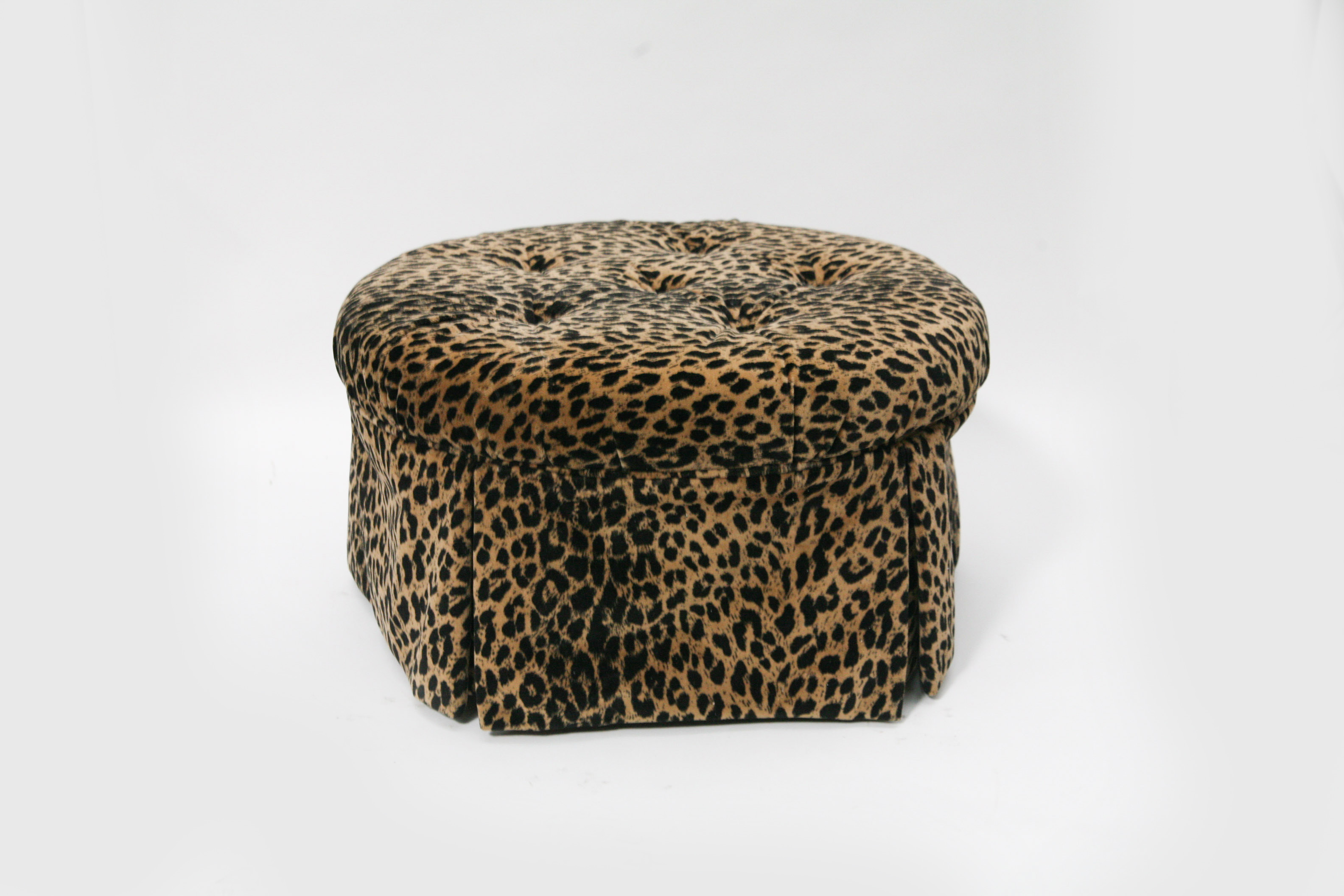 Leopard Print Upholstered Ottoman EBTH