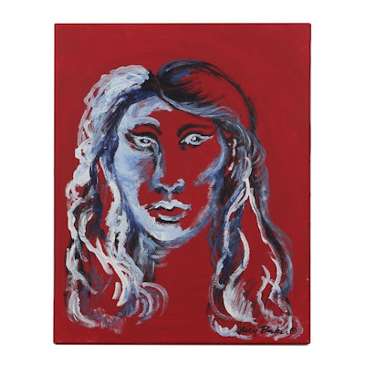 Lucy Baker Oil Painting on Canvas "Auto Portrait" Lucy Baker Oil Painting on Canvas "Auto Portrait"
