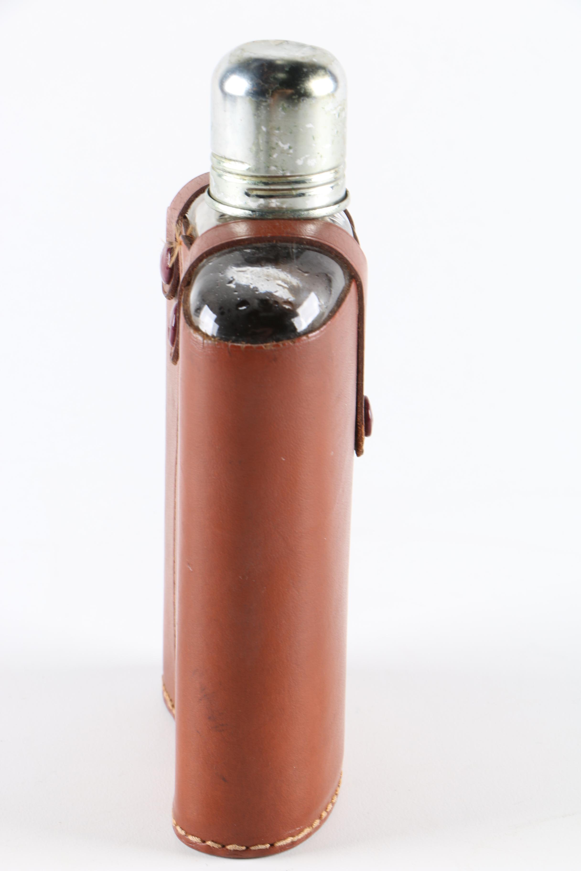 Vintage Glass Flask with Leather Case EBTH