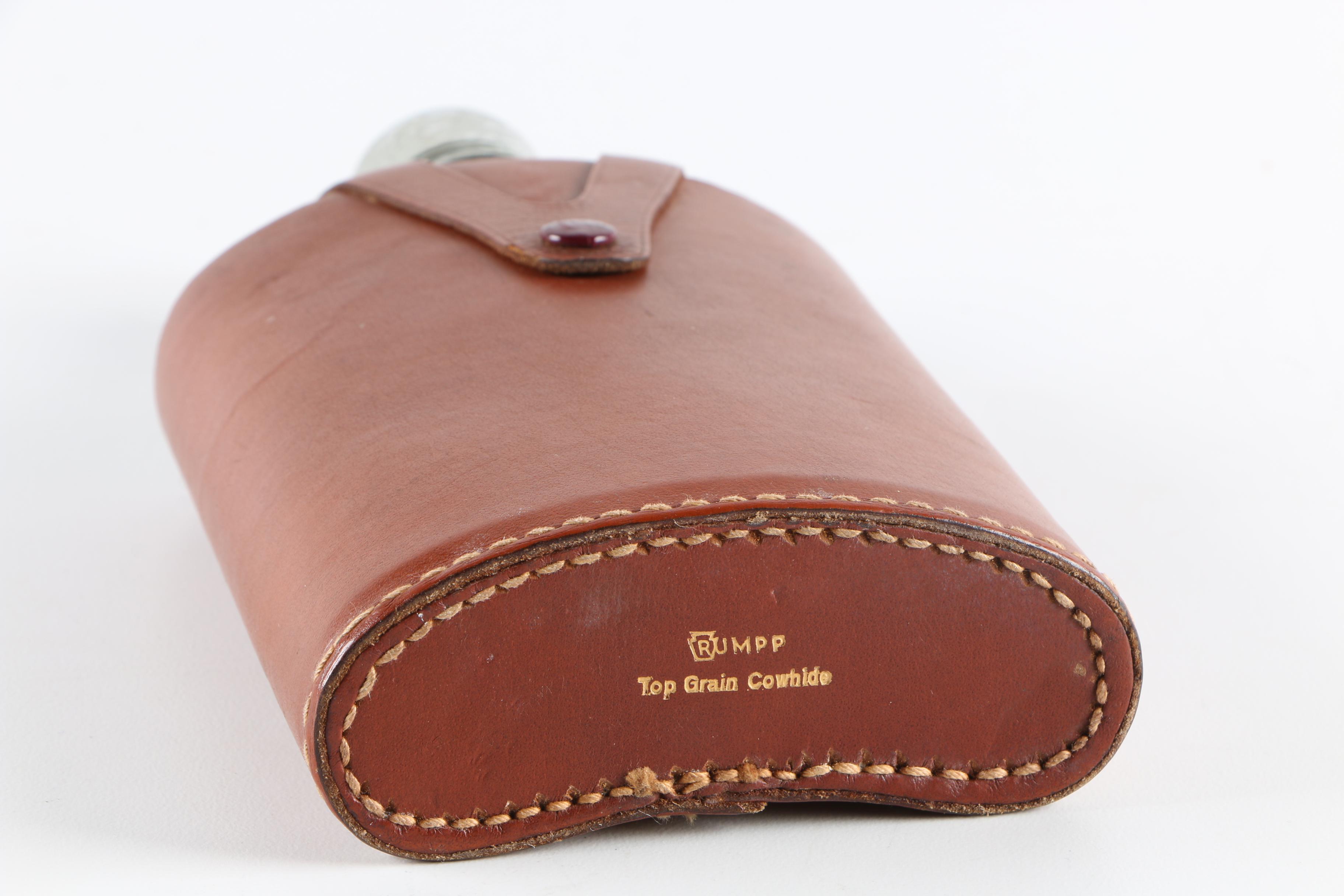 Vintage Glass Flask with Leather Case EBTH