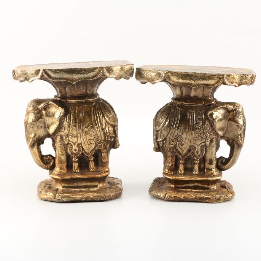 Pair of Elephant Motif Indian Style Base Stands