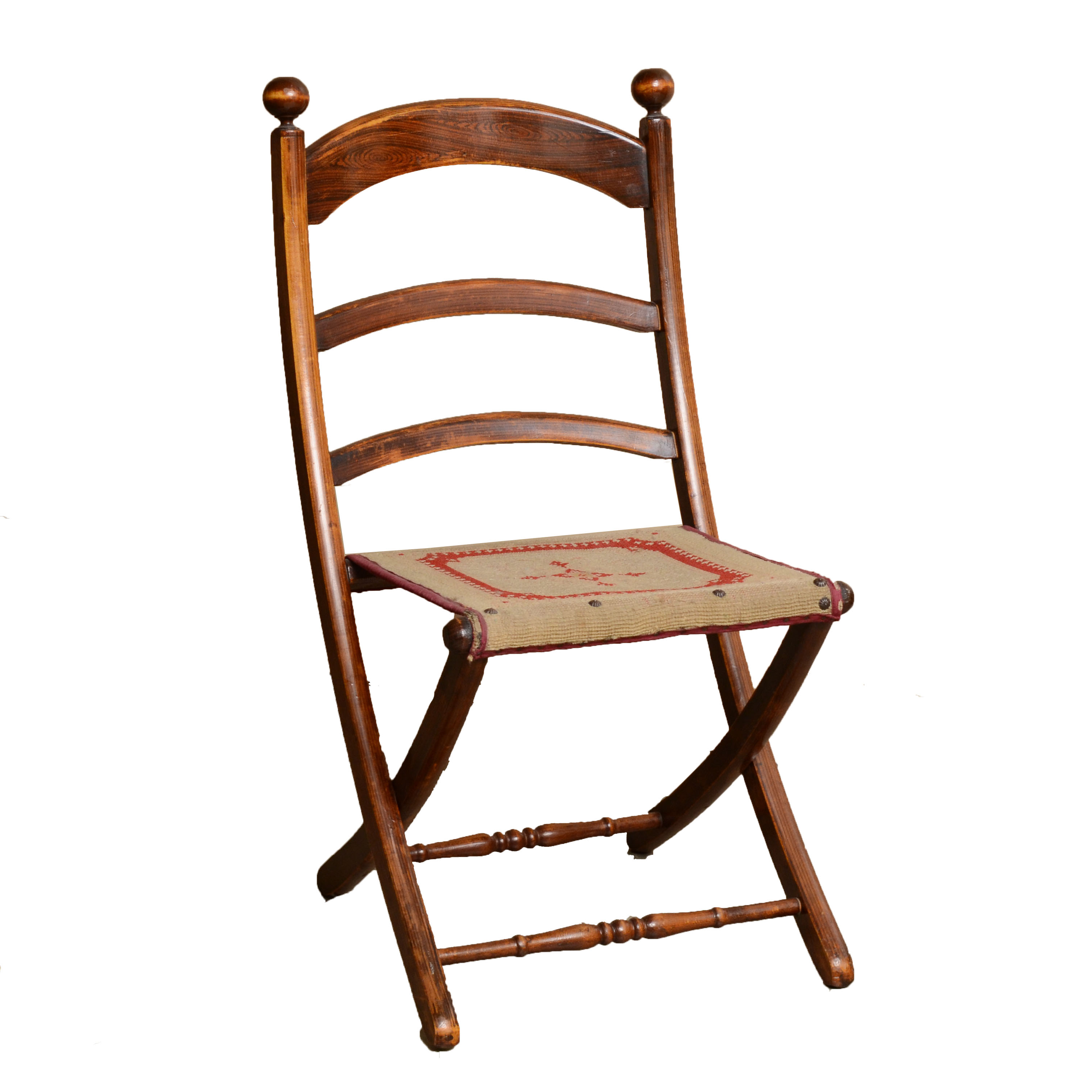 Vintage Folding Chair with Needlepoint Seat EBTH