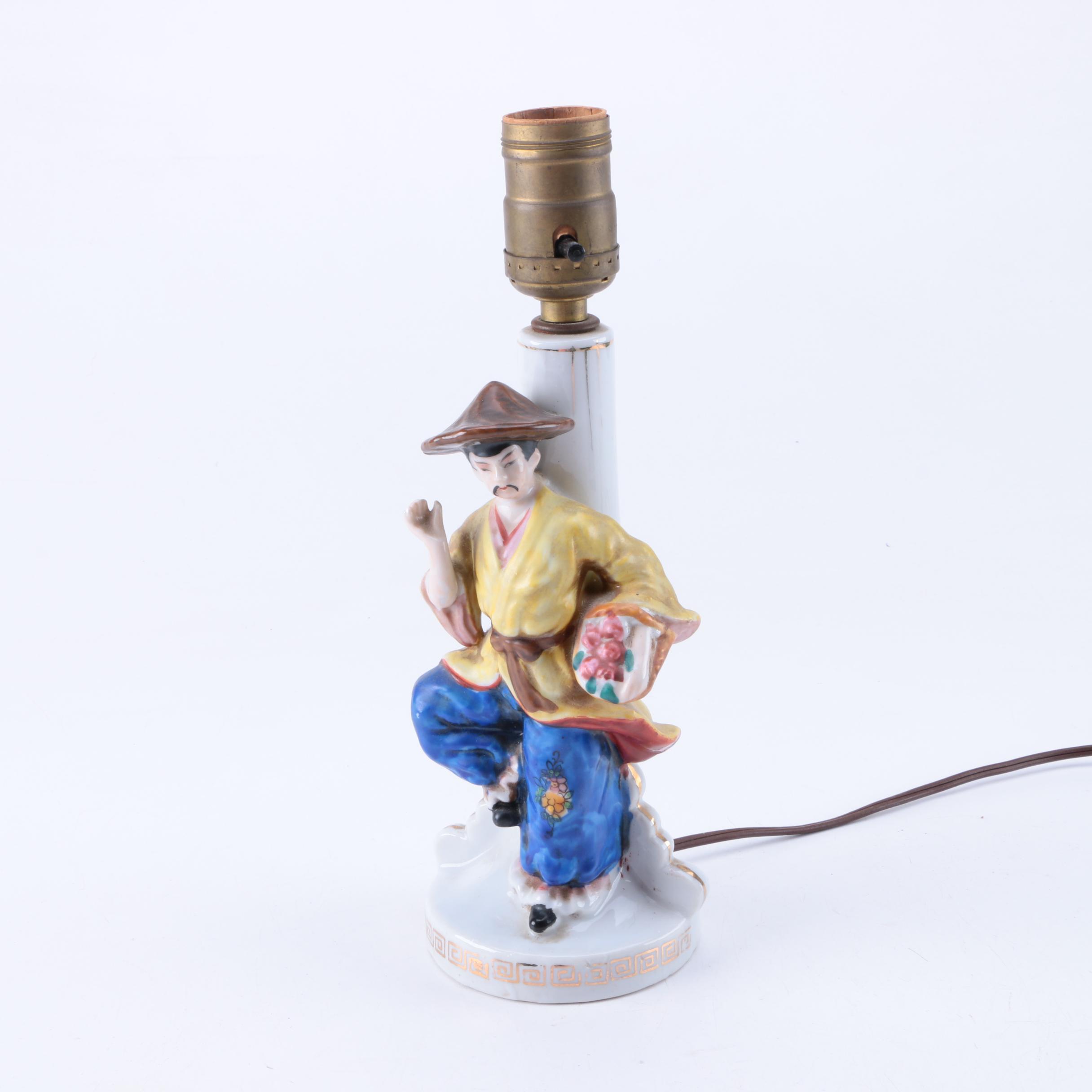 Vintage Occupied Japanese Porcelain Figural Lamp EBTH
