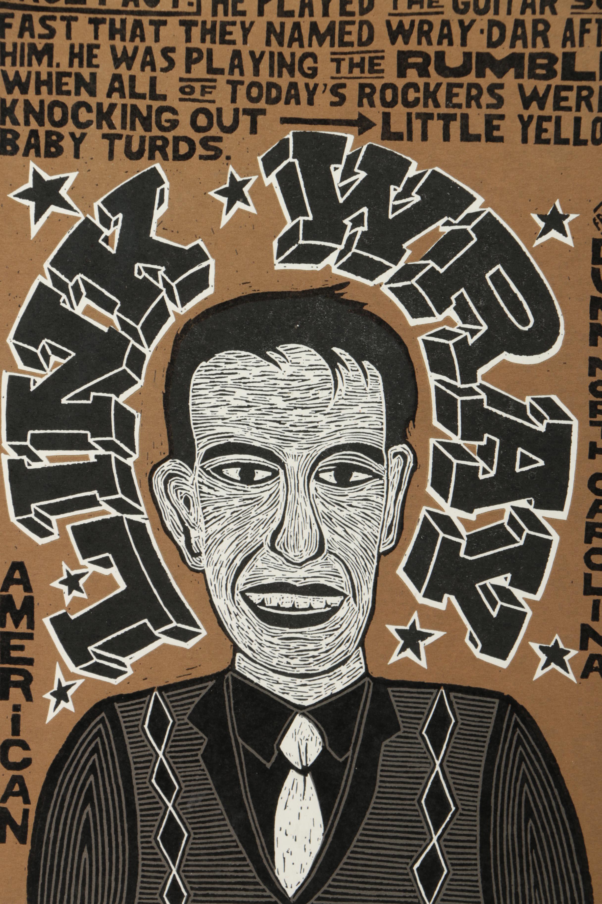 YeeHaw Letterpress Serigraph Print of Link Wray "Inventor of the Power