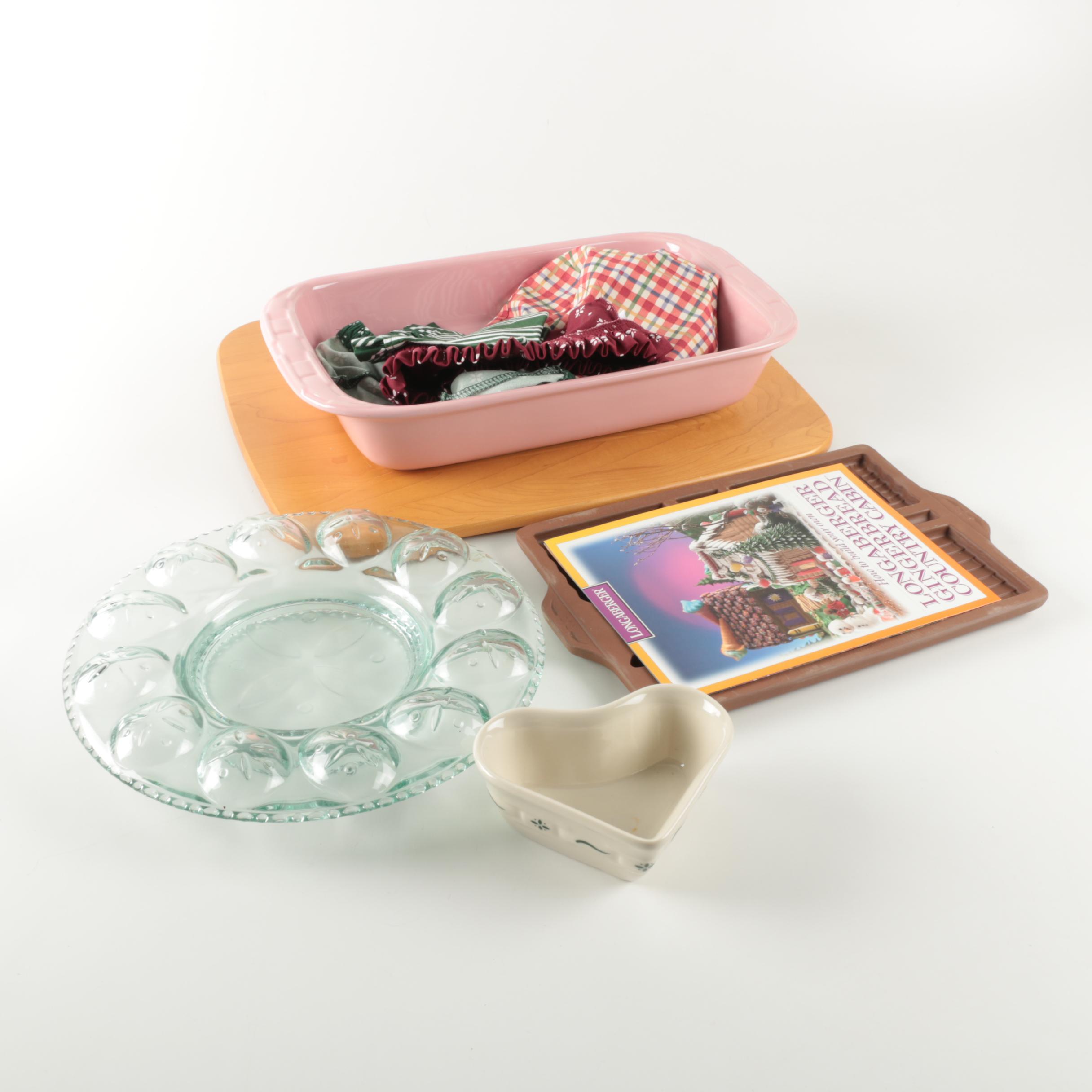 Glass Egg Tray and Longaberger Accessories EBTH